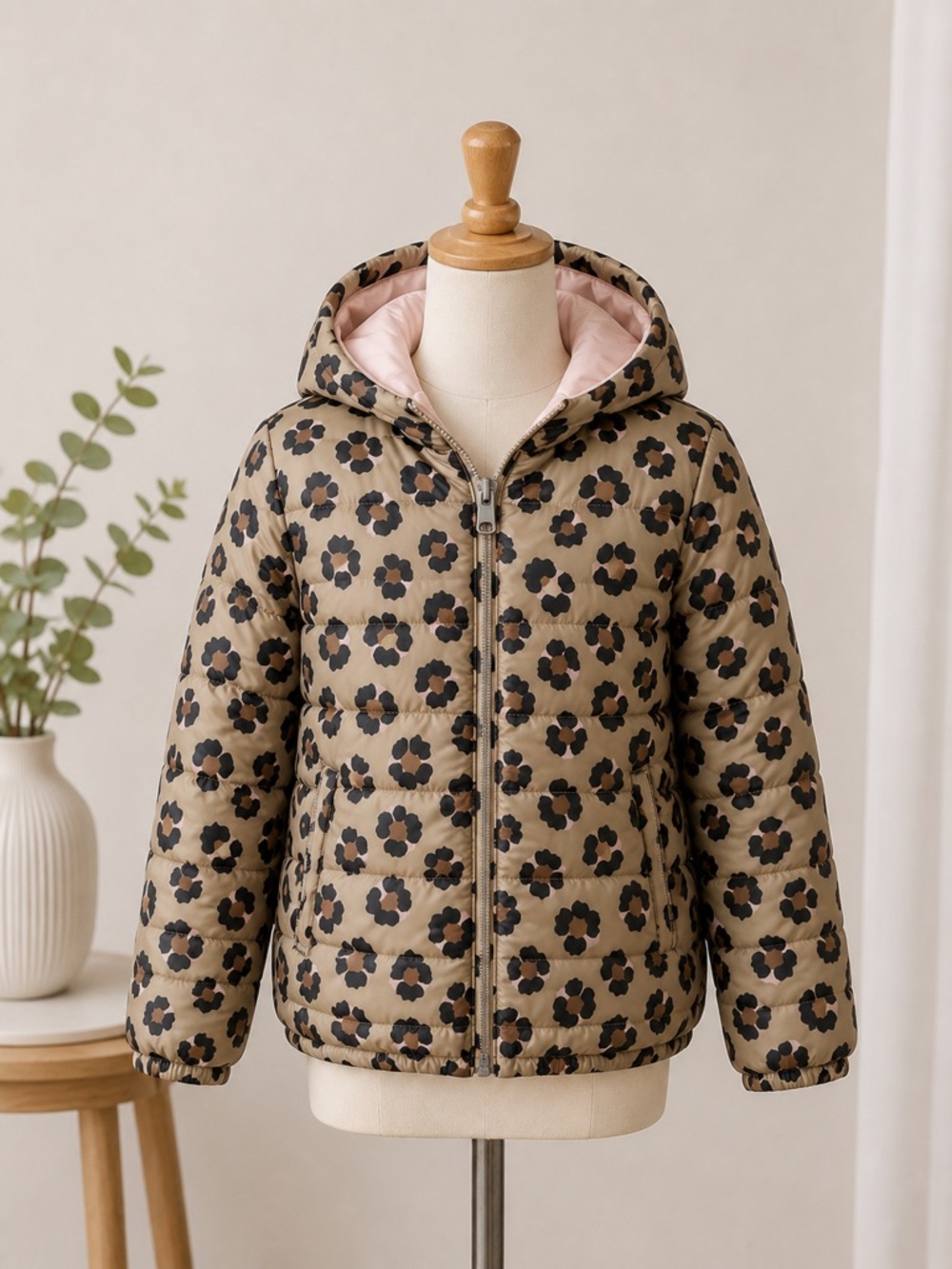 Epic Threads Leopard Print Puffer Jacket Youth L